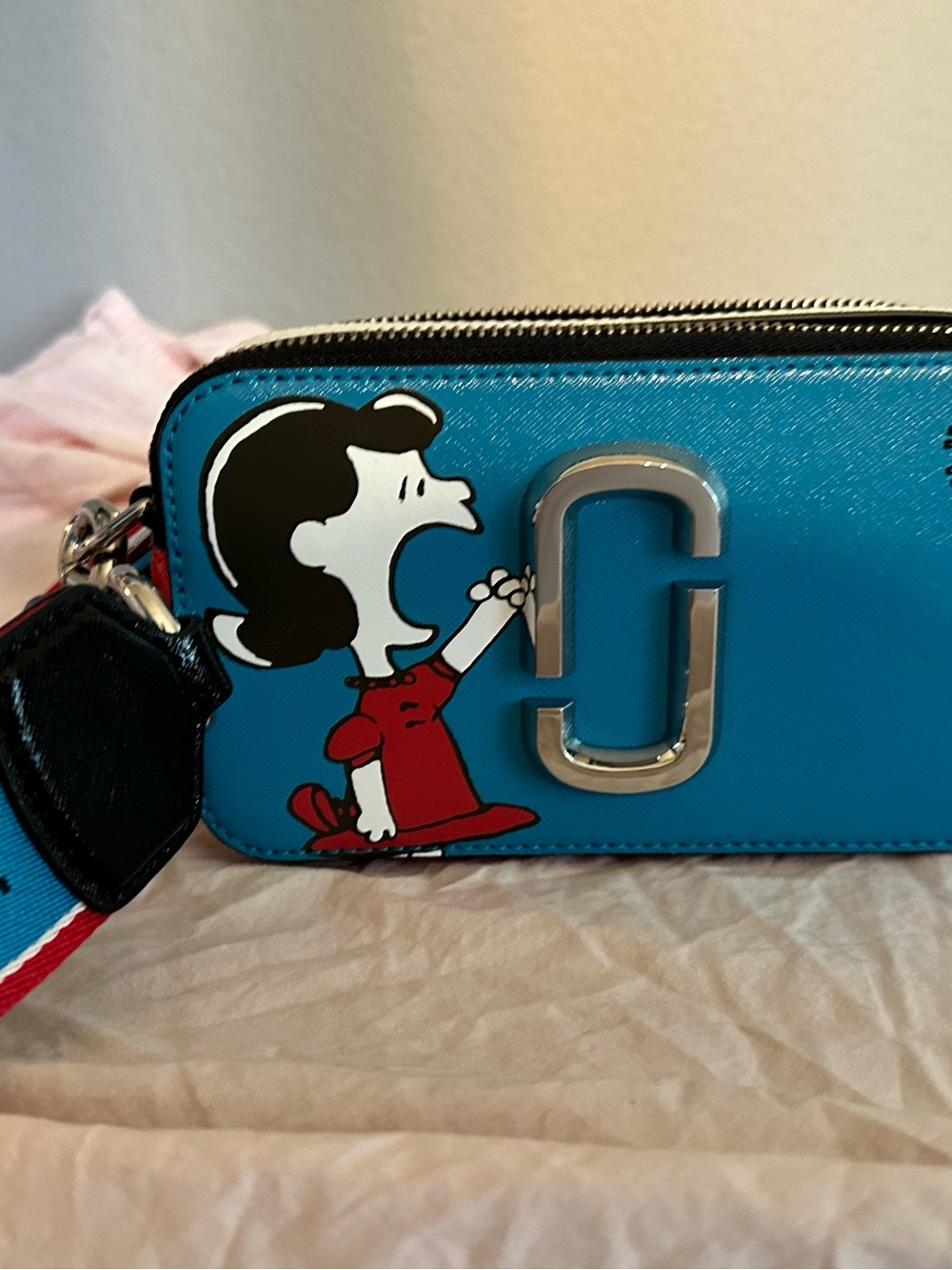 Marc Jacob’s x Peanuts Lucy Saffiano small snapshot camera bag